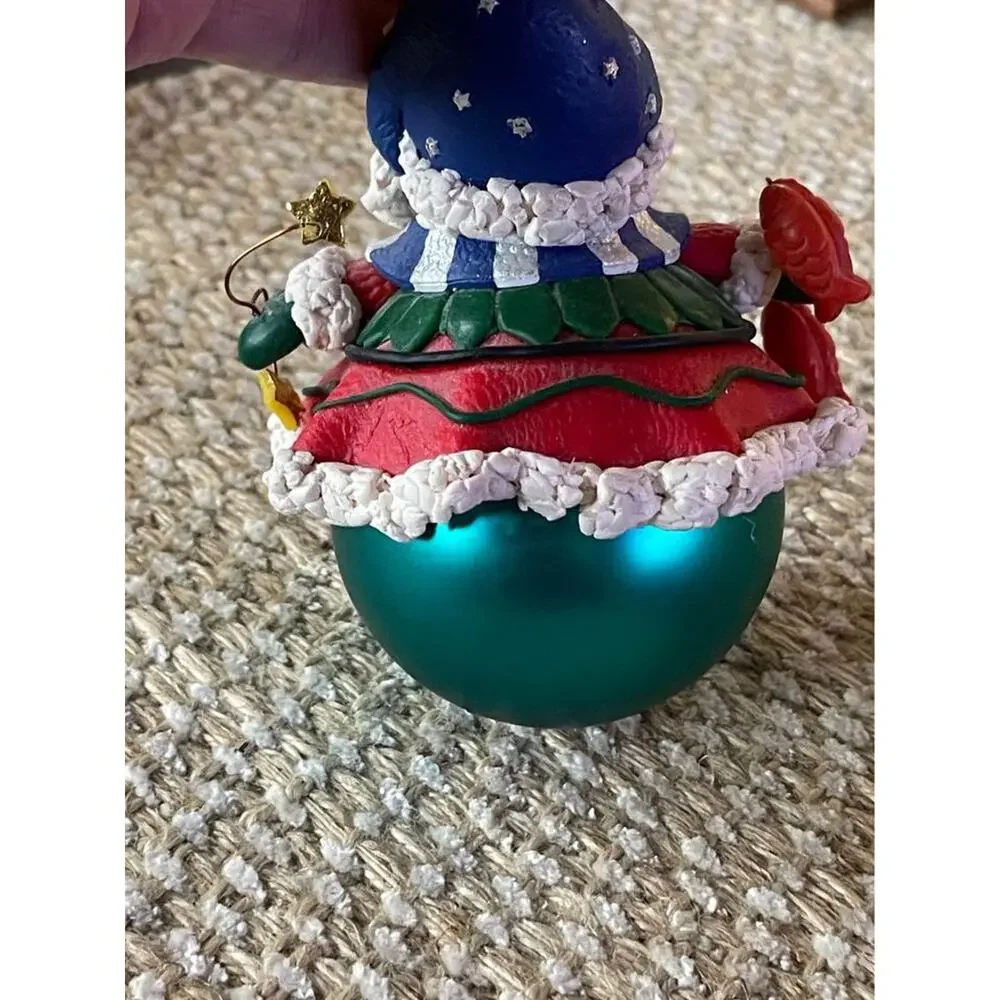 fat cat Christmas ornament blown glass ball
